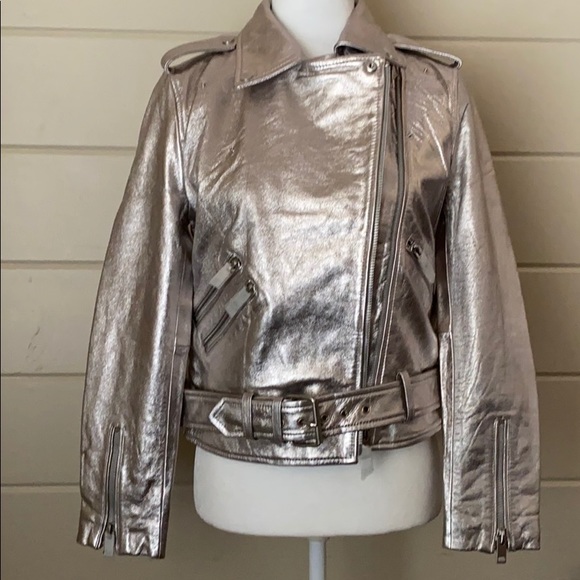 Walter Baker Allison Leather Moto Silver Jacket - Picture 11 of 16